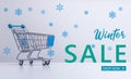 Winter Sale: Shopping cart and Ã¢â¬ÅWinter Sale Ã¢â¬â Shop nowÃ¢â¬Â lettering